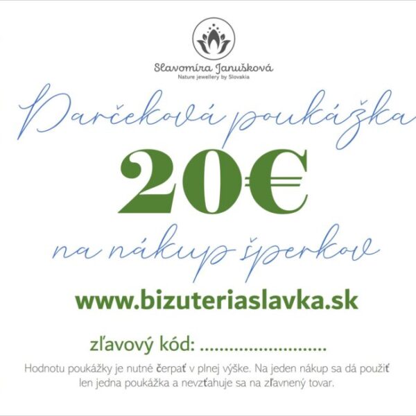 Papierová Darčeková poukážka hodnota 20€