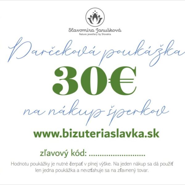 Papierová Darčeková poukážka hodnota 30€