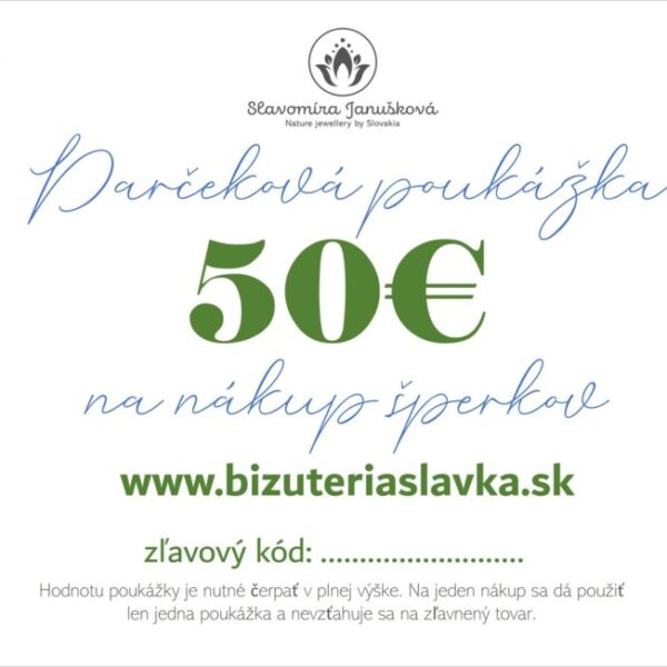 Papierová Darčeková poukážka hodnota 50€